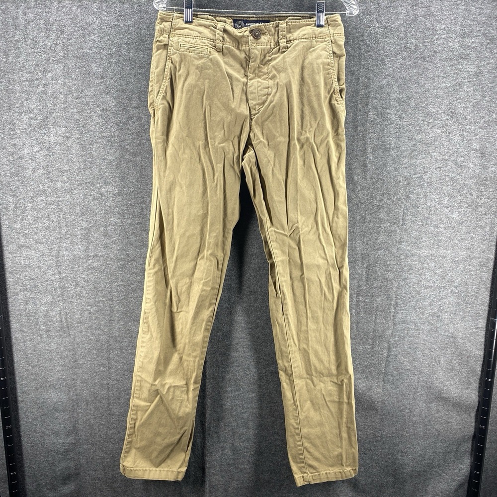 American Eagle Chino Pants Mens 30x34 Khaki Tan Slim Fit Core Flex Stretch